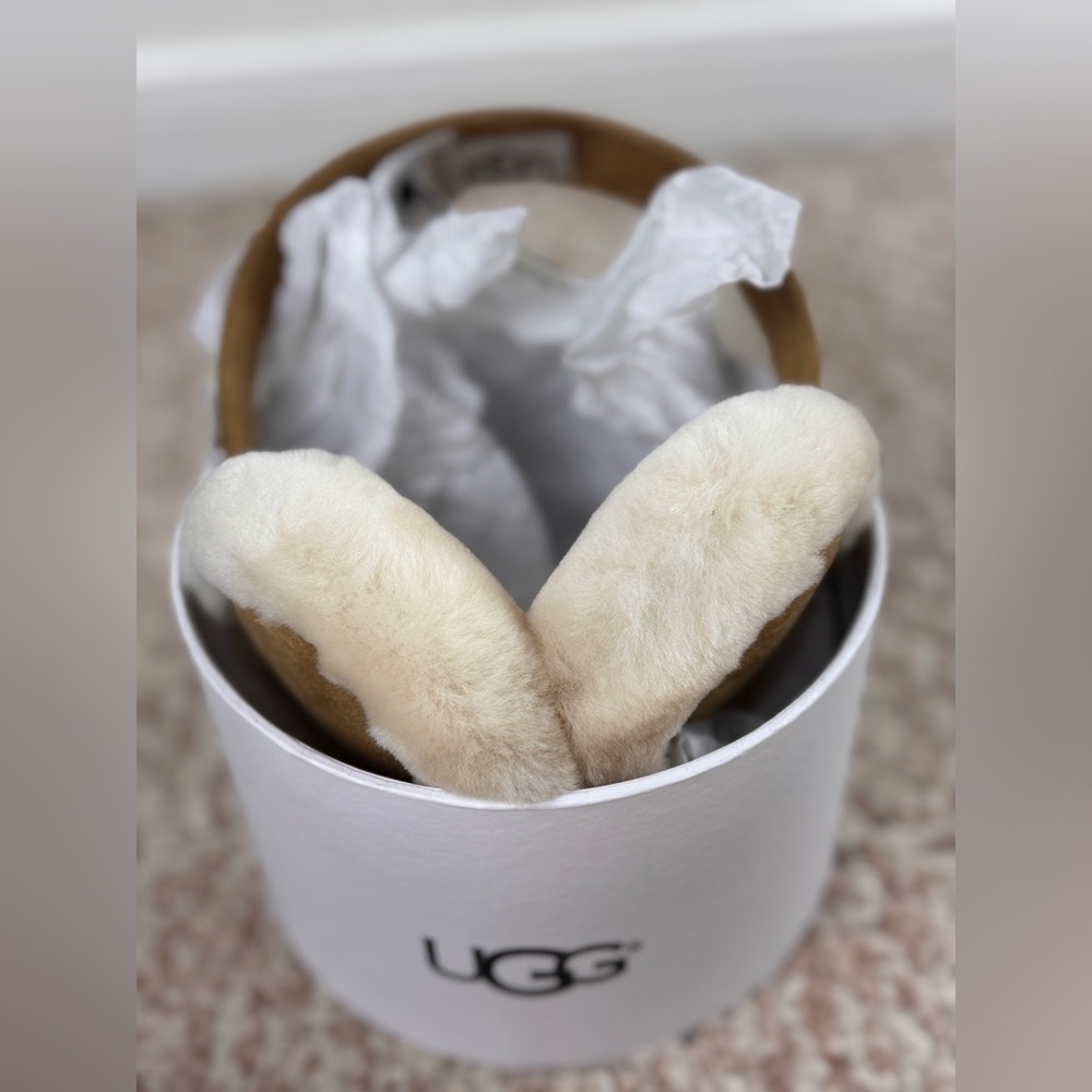 UGG Tan and Cream Sheepskin Earmuffs